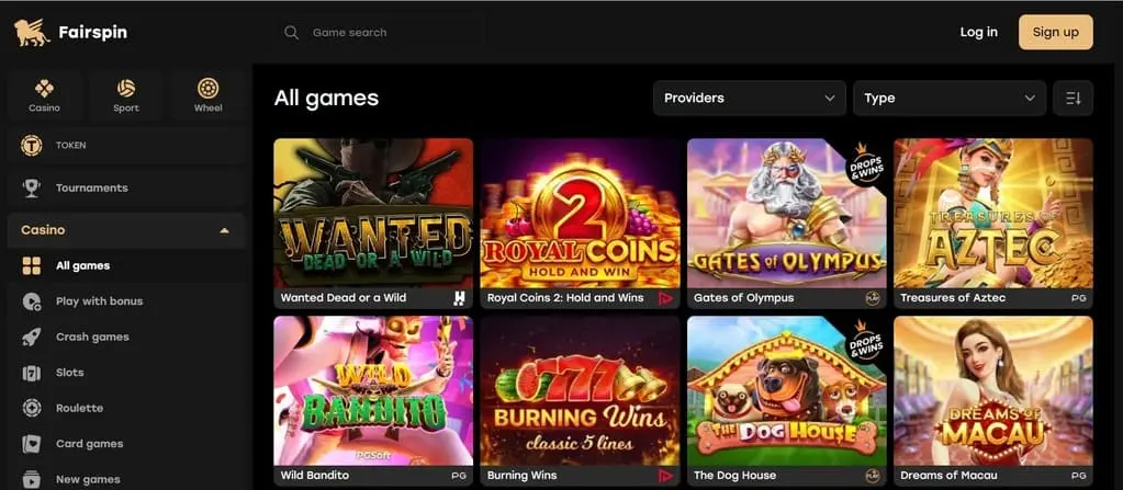 Игры казино Fairspin