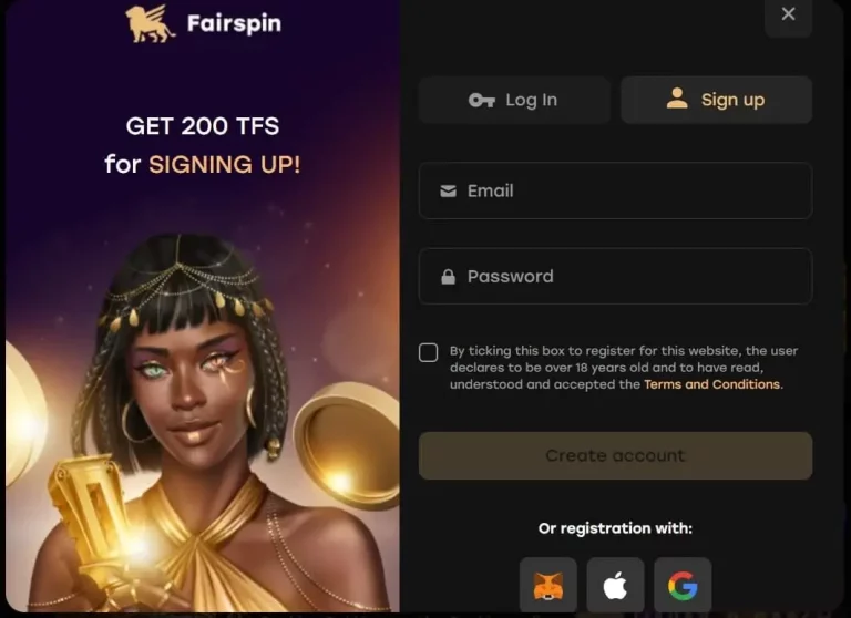 Процесс регистрации в казиноFairspin