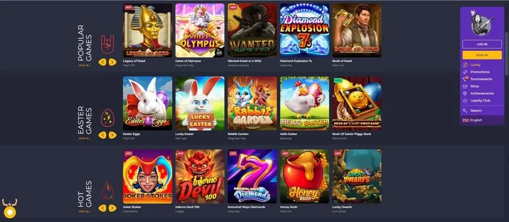 Игры доступные в казино Rolling Slots