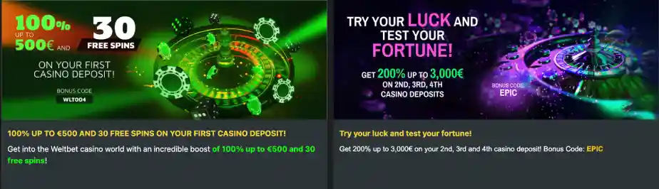бонусы казино Weltbet
