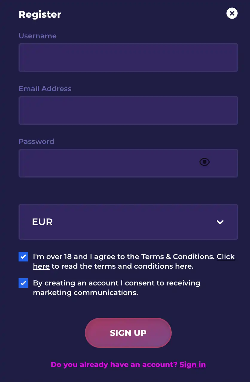 Процесс регистрации в казино Awbit